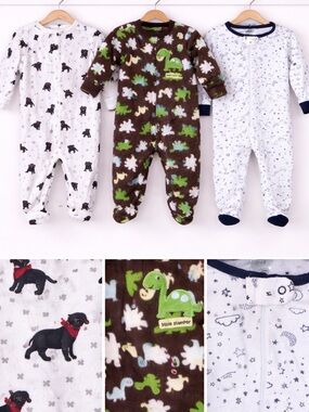 Sleeper Bundle 6-9M Footed Pajamas Dog Dino Carter’s Set Adorable baby boy